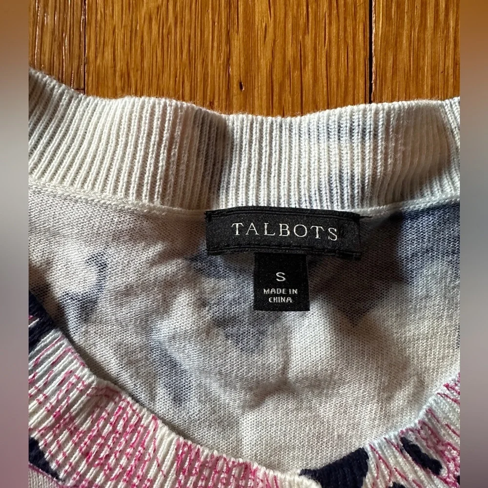 Talbots Beaded Botanical Cardigan, Size Small